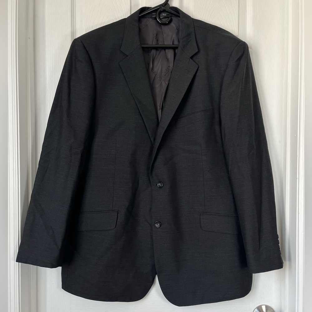 Naldini Italy Dark Gray Wool 150s Blazer Sport Coat 48R